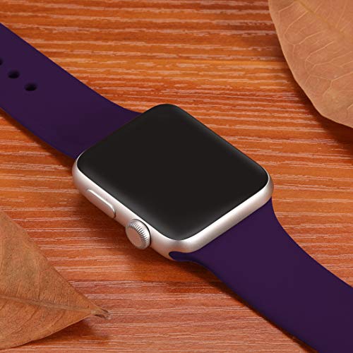 DaQin Bands Compatible with Apple Watch Band 42mm 44mm, Soft Silicone Sport Replacement Wristbands Strap for Apple iWatch Series 4, Series 3/2/1, Black/Blue/Purple, M/L