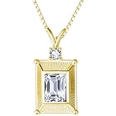 HeartMelody Gold Necklaces for Women,Wedding Anniversary Birthday Gifts for Wife Her,Mom,14K/18K White/Rose Gold Necklace Womens Jewelry Fashion with Square Pendant Birthstone