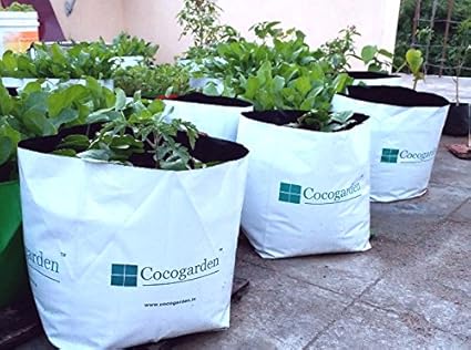 Cocogarden Medium Size Poly Growbags -Uv Stabilized -8 Qty [24Cms(L)X24Cms(W)X40Cms(H)]