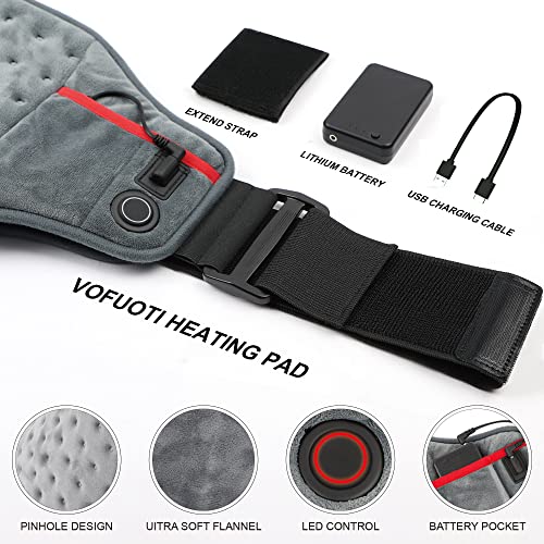 Vofuoti Cordless Heating Pad, Portable Heated Pad with Battery and 3