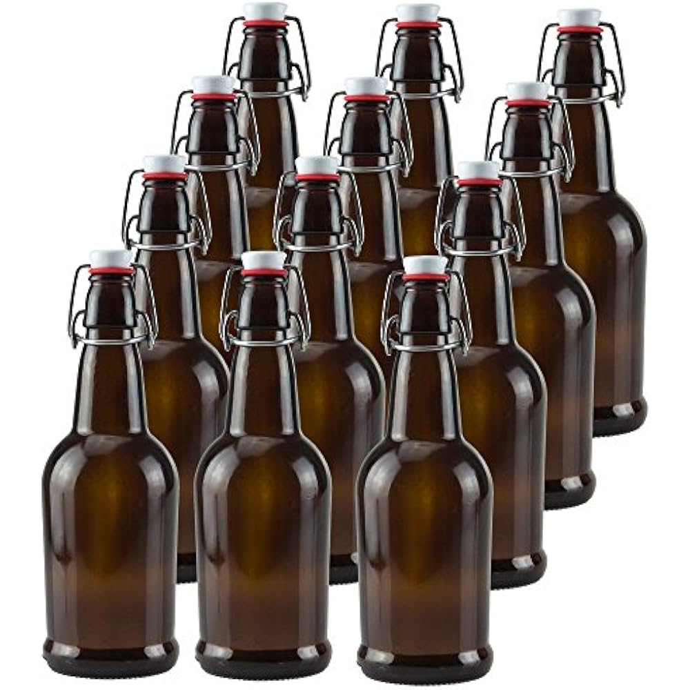 16 Oz Amber Glass Beer Bottles Home Brewing 12 Packwith Flip Caps