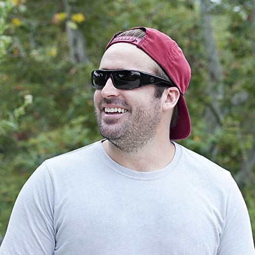 SPY Cooper XL, Rectangular Wrap Sunglasses, Color and Contrast Enhancing Lenses, Matte Black