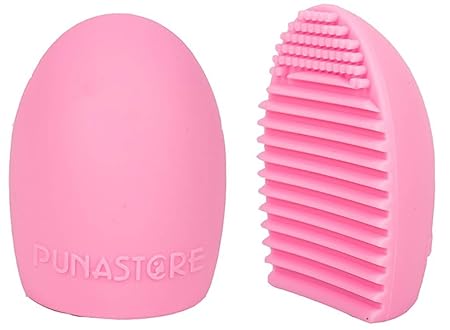 Puna Store Brush Egg Makeup Brush Cleaner Cleaning Tool PINK