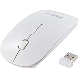 Wireless Mouse Optical White Office Mice 2.4G Ultra Thin Computer Mouse Portable with USB Nano Receiver for Laptop, PC, Notebook, Tablet, Desktop On Off Switch by SOONGO