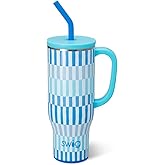 Swig Life 30oz Mega Mug, 30oz Tumbler with Handle and Straw, Large Insulated Tumblers, Cup Holder Friendly Travel Mug, Stainless Steel 30 oz Tumbler, Reusable Insulated Water Bottle (Glacier Stripe)