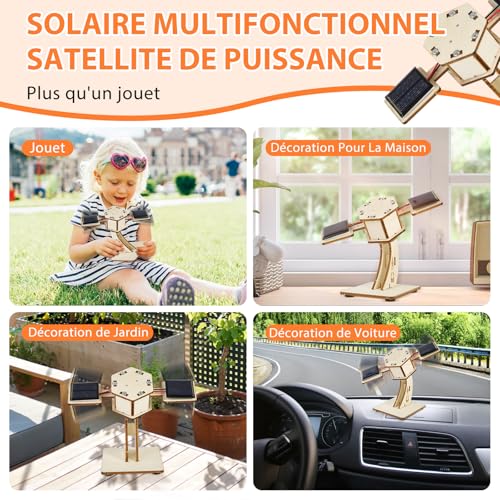 3D Wooden Solar Rotating Satellite Puzzle – Building Model Kit for Children, STEM Educational Science Toy for Boys and Girls from 8 to 12 Years, Ideal for Stimulating Creativity