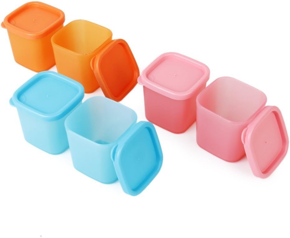 onewiller 6Pcs Reusable Kitchen/Picnic Camping Seasoning Set Spice Container Condiment Box---Random Colors