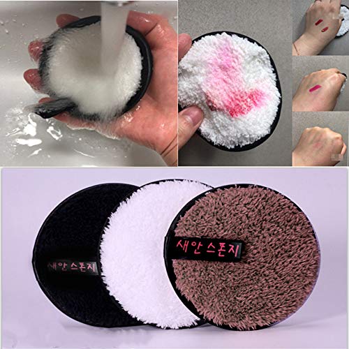 Inverlee Microfiber Makeup Remover Pads Reusable Soft Face Facial Cleaning Puffs Towels Travel Size (3PC-Black,Coffee,White)