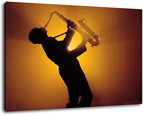 Saxophone, canvas picture, size: 100x70 cm, painting on canvas-covered, huge XXL images completely and completely framed with stretcher, art print on wall picture with frame, cheaper than painting or picture, no posters or poster