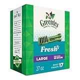 GREENIES Large Natural Dog Dental Care Chews Oral Health Dog Treats Fresh Flavor, 27 oz. Pack (17 Treats)