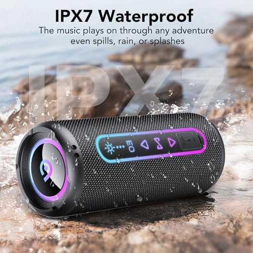 Bluetooth Speaker 5.4, 25W Powerful Portable Bluetooth Speaker with Powerful Bass, 24H Battery Life, RGB Light, TWS Stereo Wireless Speaker, IPX7 Waterproof, Speaker for Parties Travel, AUX/TF