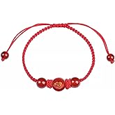 Lerodite Chinese Good Luck Bracelet, Adjustable Red Rope Agate Bracelet bring Health, Wealth, and Luck for Women Men (Gift Box)