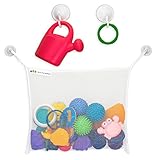 Hello Little Monsters Bath Tub Organizer - Keep Baby Toys Dry and Without Mold - The mesh Bag is Easy to Install and Durable - Toys Holder - 2X Extra Suction Cups with Hooks