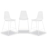 Poly &amp; BARK Isla Bar Stools Set of 3 &ndash; Counter Height Bar Stool for Kitchen &ndash; Set of Counter Stools &ndash; Indoor/Outdoor Barstools &ndash; Modern Kitchen Bar Stools - White