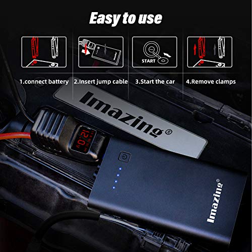 Imazing Car Jump Starter 1000A Peak with TypeC Port(Up to 7.0L Gas or