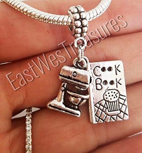EWT Cook Book Chef Kitchen Mixer Baker Cooking Baking charm pendant for all brand & European charm bracelet and any chain necklace/ chef baker charm