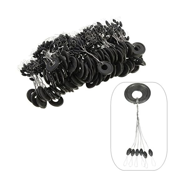 Tanchen-100PcsPack-6-in-1-Cylinder-Shaped-Float-Stop-Fishing-Rubber-Stopper-Bobber-Sinker