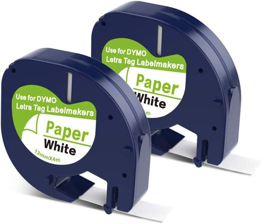 Camopro Compatible Label Tape Replace Dymo LetraTag Refills 91330 10697 (S0721510) LT Label Tape, Self-Adhesive Paper for DYMO LetraTag LT-100T LT-100H QX50 Label Maker, 1/2 Inch x 13 feet, 5 Pack: Office Products