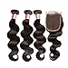 Jolia Hair 8A Grade Virgin Brazilian Body Wave 3 Bundles with 4x4 Free Part Lace Closure 100% Unprocessed Brazilian Human Hair Weave Extensions(20 22 24 + 42 closure)