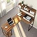 Tribesigns L-Shaped Desk with Hutch, 68 Inches Corner Computer Desk Gaming Table Workstation with Storage Bookshelf for Home Office,Dark,Walnut