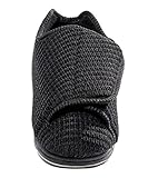 Womens Extra Extra Wide Width Adjustable Slippers - VELCRO brand Diabetic & - Black 7
