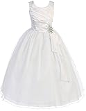 First Communion Flower Girls Dress Satin Surplice