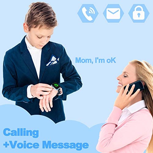 GreaSmart [SIM Card Included] Kids Smart Watch Phone for Girls Boys - IP68 Waterproof GPS Tracker Locator Touch Games SOS Outdoor Digital Wrist Cellphone Watch Bracelet for Holiday Birthday (Blue) - Thumbnail 2
