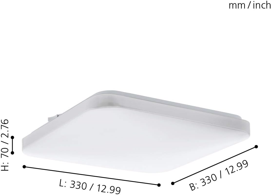 EGLO Frania LED Ceiling Light 1-Bulb Ceiling Light Material: Steel/Plastic/Colour: White Length 33 cm, 33 x 33 cm (EU) - Image 3