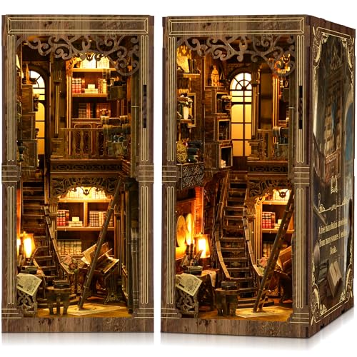 CRIOLPO Book Nook Kits for Adults - Book Nook Kit Bookshelf Decor DIY Miniature House Kit for Bookshelf - Craft Kits for Adults Booknook Model Kits Tiny House Arts and Crafts