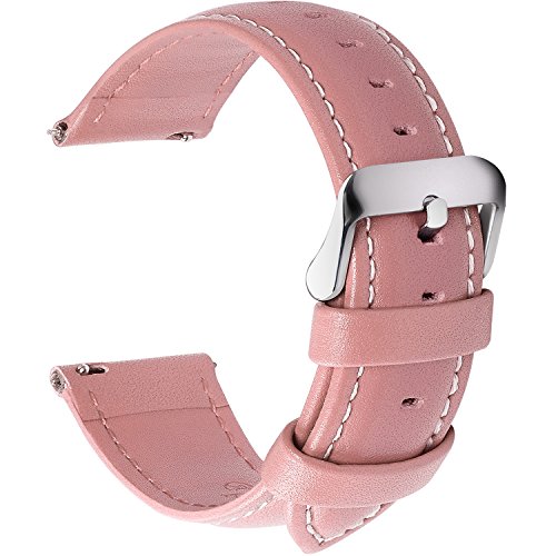 12 Colors for Quick Release Leather Watch Band, Fullmosa Axus Genuine Leather Watch Strap 20mm Pink