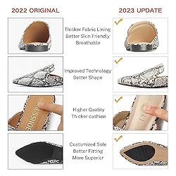 MUSSHOE Mules for Women Flats Comfortable Pointed