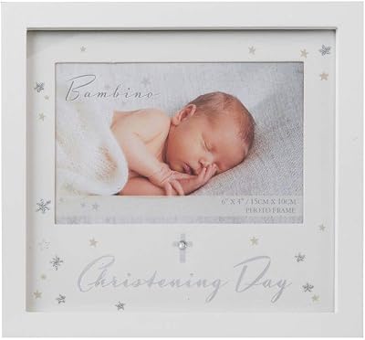 Baby Bambino Baby Gift Christening Photo Frame With Cross and Stars