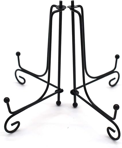 xiuyer soporte de hierro expositor de plato 6 piezas soporte de exhibicion caballete para fotos libros cuadros platos decorativos y arte negro 6