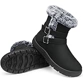 TEMOFON Women Winter Boots Waterproof: Fur Lined Ankle Booties, Wide Width Snow Boots, Warm Comfy, Walking Soft Winter Shoes Size 5-11