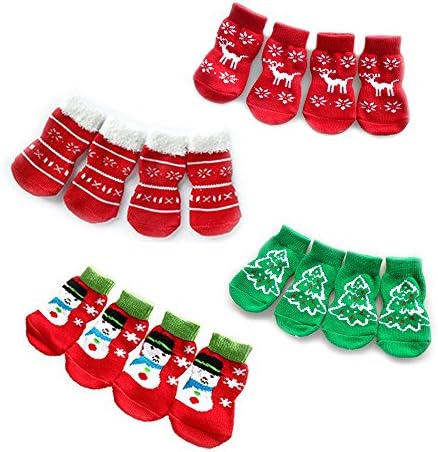 Pygan(TM) Christmas Products Holiday Decoration Dog Socks Non-Slip S-XL Christmas Pet Cat Dog Puppy Warm Winter Pet Sock Paw Floor Protect