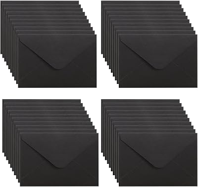 WYAN 40 Pack Mini Envelopes 15x10cm Black Classic Flap DIY Gift Cards Wedding