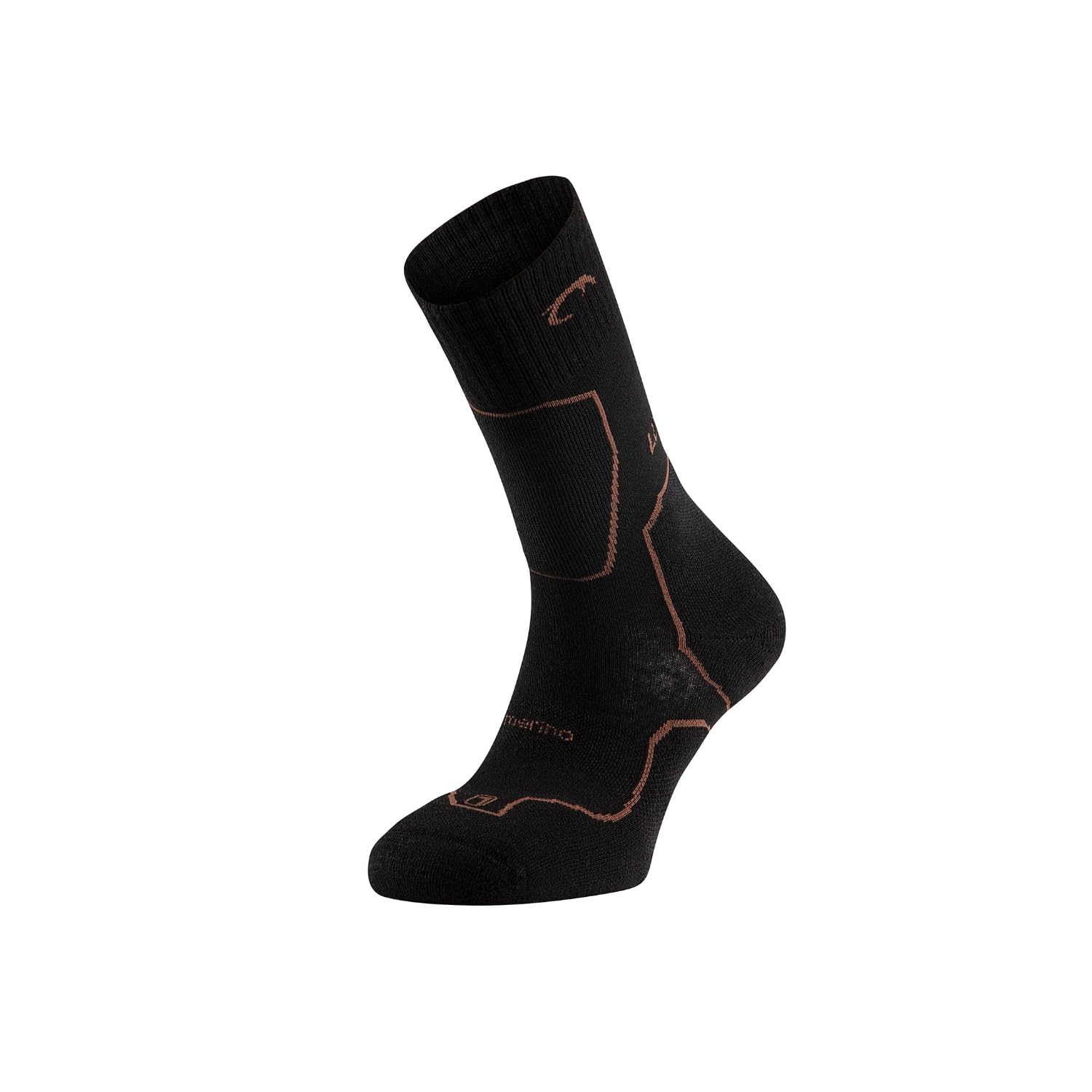 LURBEL Posets Five Trekking Socks, Seamless Socks, Wool Socks, Thermal Socks, Anti-Blister Socks, Unisex, Black/Brown, L