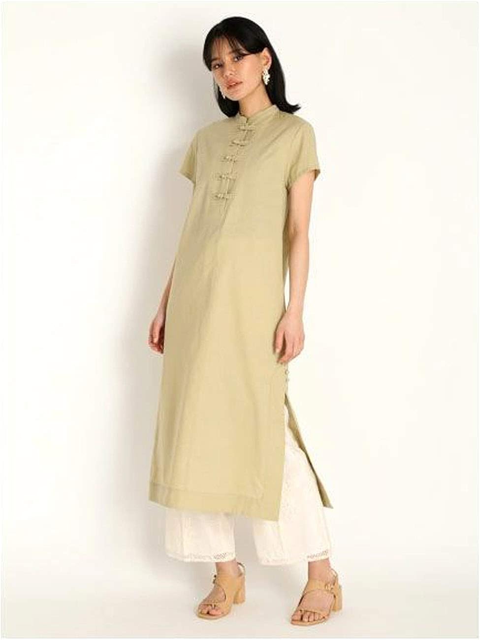 Amazon リリーブラウン チャイナシャツワンピース Lwfo41 レディース Owht 日本 F Free サイズ ワンピース チュニック 通販