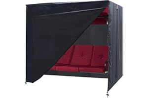 SLAN ARROW Ourdoor Swing Cove, 3 Triple Seater Hammock Cover Garden Swing Cover Garden Hammock Glider Chair Cover Outdoor Swing Cover UV Resistant Swing Canopy Cover (100 * 59 * 72) inch Black