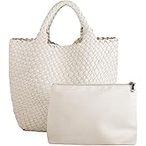 Woven Vegan Leather Handmade Tote for Women - Summer Beach Travel Hand Bag, Purse, Satchel Handbag