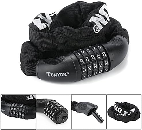 Uigos Bike Lock Security Anti-theft Bicycle Chain Lock-No Keys Required- Open with Password- Black