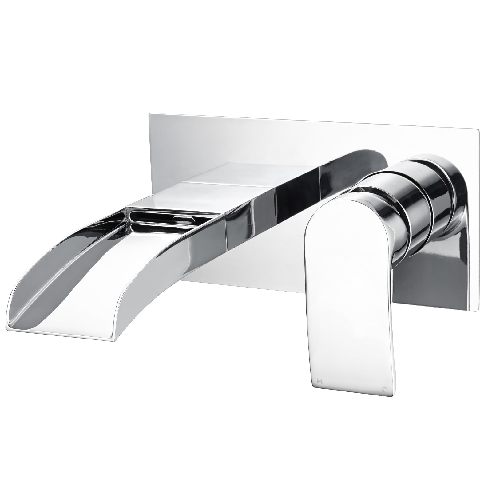 Bath Taps Wall Mounted Waterfall Mixer Filler Tap Chrome Bathroom Wall Mount Tub Tap Bathtub Faucet Modern 1/4 Turn Single Lever Silver Monobloc Mono