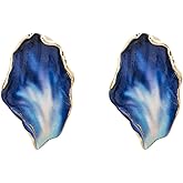 Colorful Statement Earrings for Women Trendy Big Chunky Flower Leaf Earrings Boho Summer Vacation Jewelry Gift