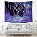 NYMB Tiger Tapestry Psychedelic Tiger Blacklight Art Tapestry, Mystic Galaxy Sky Fantasy Wild Animals Boho Hippie Tapestries, Trippy Space Tapestry Wall Handing for Bedroom Living Room Dorm (71