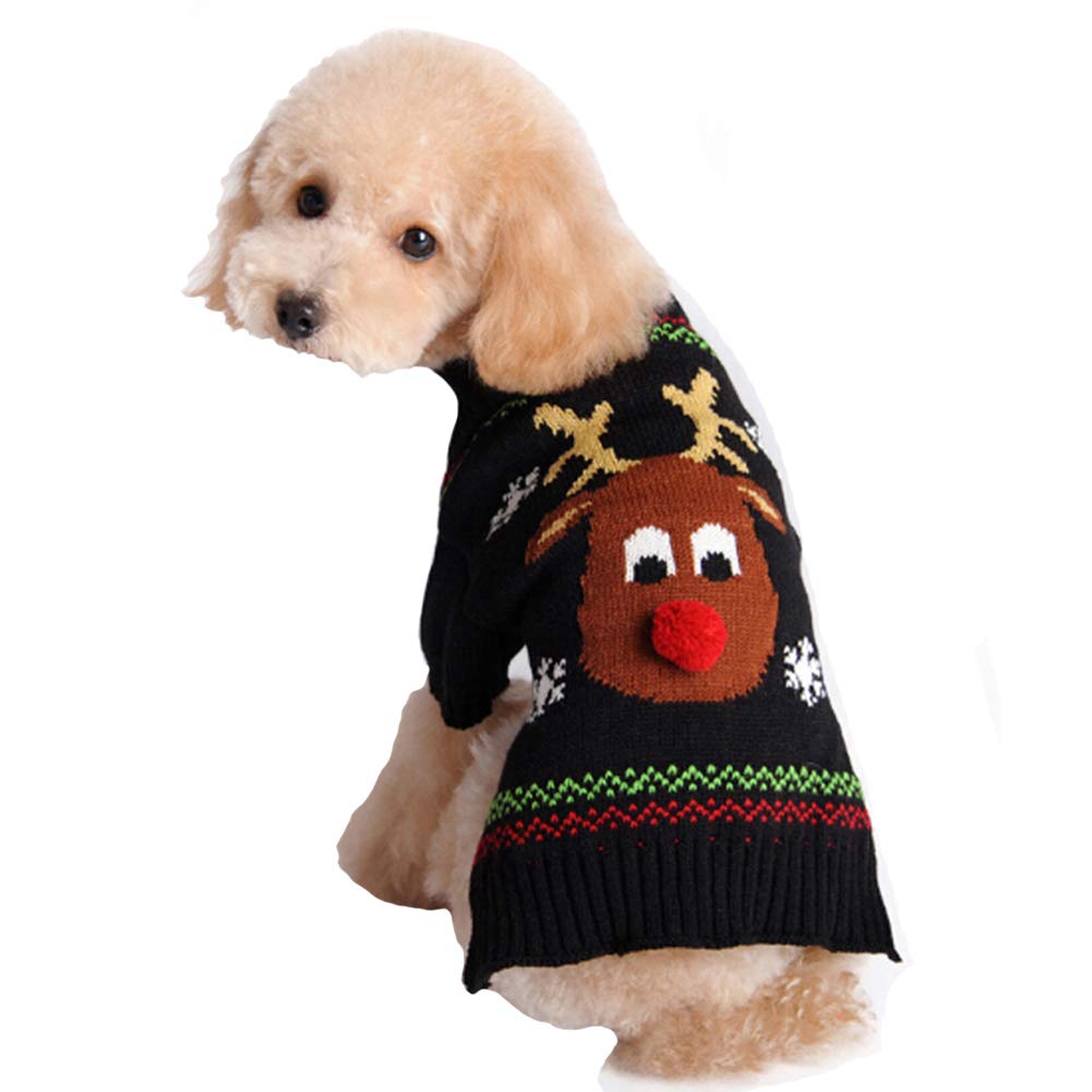 TENGZHI Christmas Dog Costumes Knitted Pet Dog Christmas Sweater,Reindeer Holiday Pet Clothes Jumper For Small Medium Large Dogs Puppy Kitten Cats