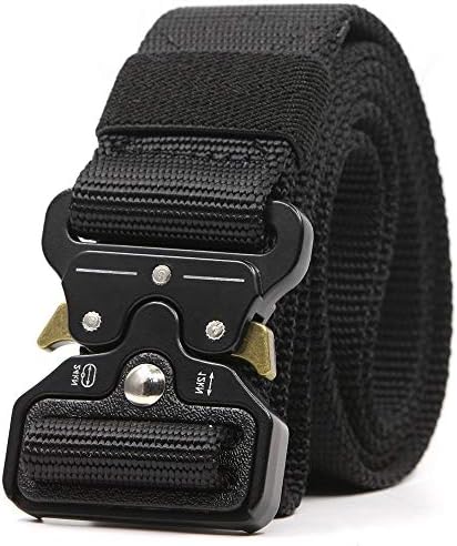 CHESSUN Men's Tactical Belt Heavy Duty with Quick Release Metal Buckle - 1 PLY 1.5" Nylon Heavy Duty Everyday Belt