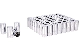 CHDT66 33 mm Chrome Lug Nut Covers -4.0" Height Cylinder Nut Covers Thread-on Nut Cover Caps for Semi Trucks, by ABS Chrome Plastic, 60 PCS Pack