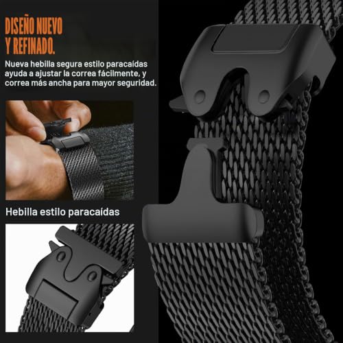 Titanium Strap for Garmin Fenix 8 47mm, Milanese Loop Bracelet, Parachute Buckle Straps Titanium for Garmin Fenix 7/7 Pro/6/6 Pro/5/5 Plus/Forerunner 935/945/955/965/Epix/Epix Pro Gen 2 47mm