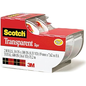 Scotch Transparent Tape Transparent, 0.75 x 300 Inches,2 rolls per pack (2157S)