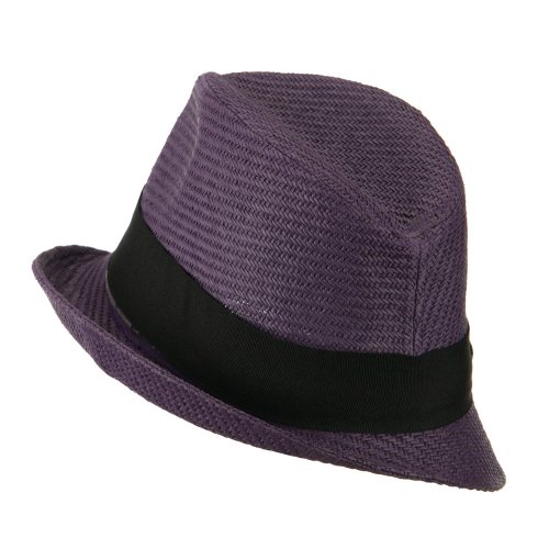 Toyo Asymmetric Big Bow Straw Hat - Purple OSFM